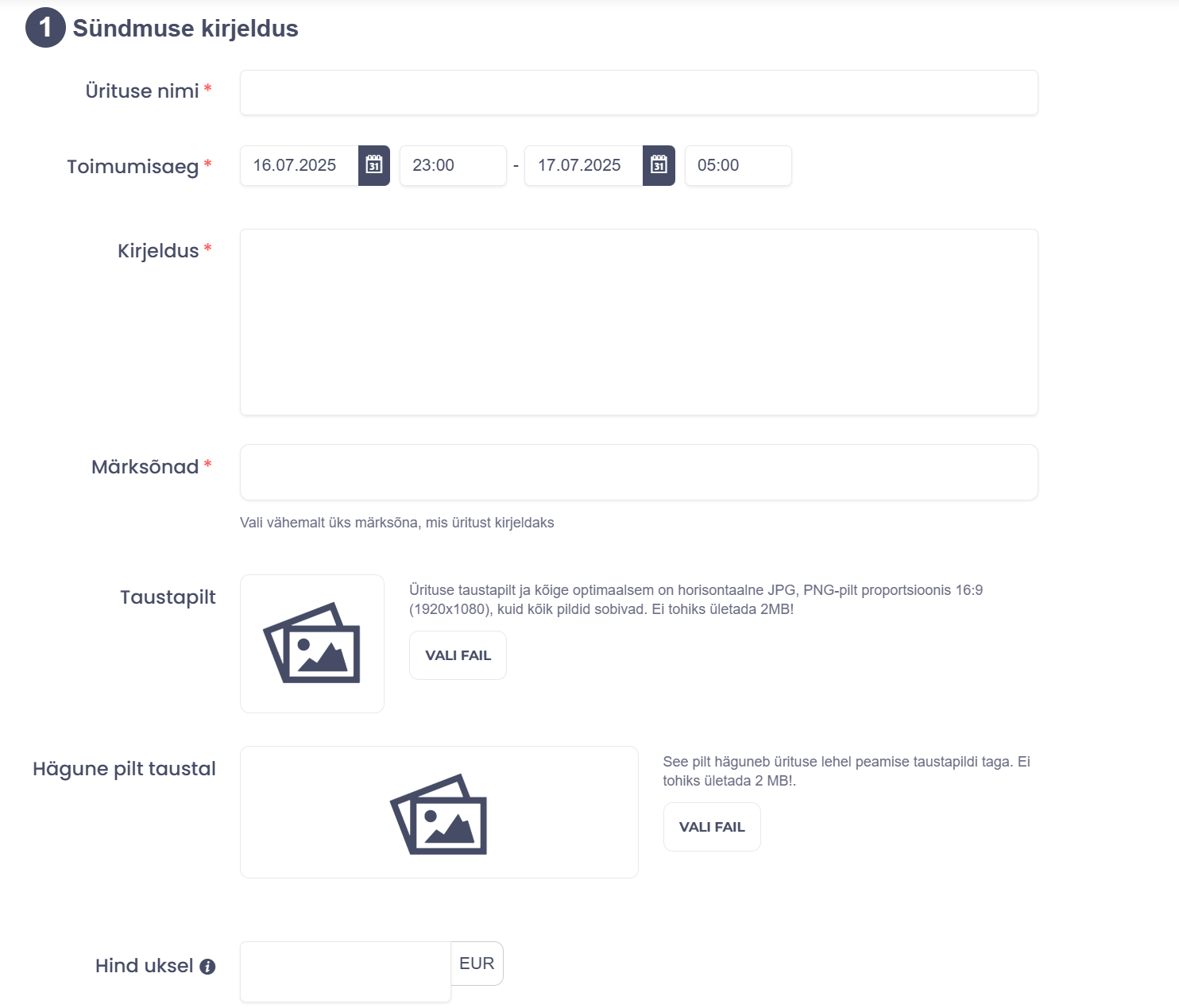Sündmuse kirjeldamise samm