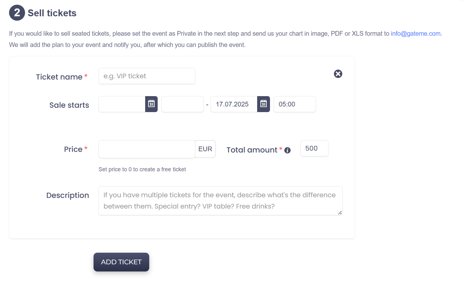 Biļešu pievienošana Biļešu pārdošanas solis