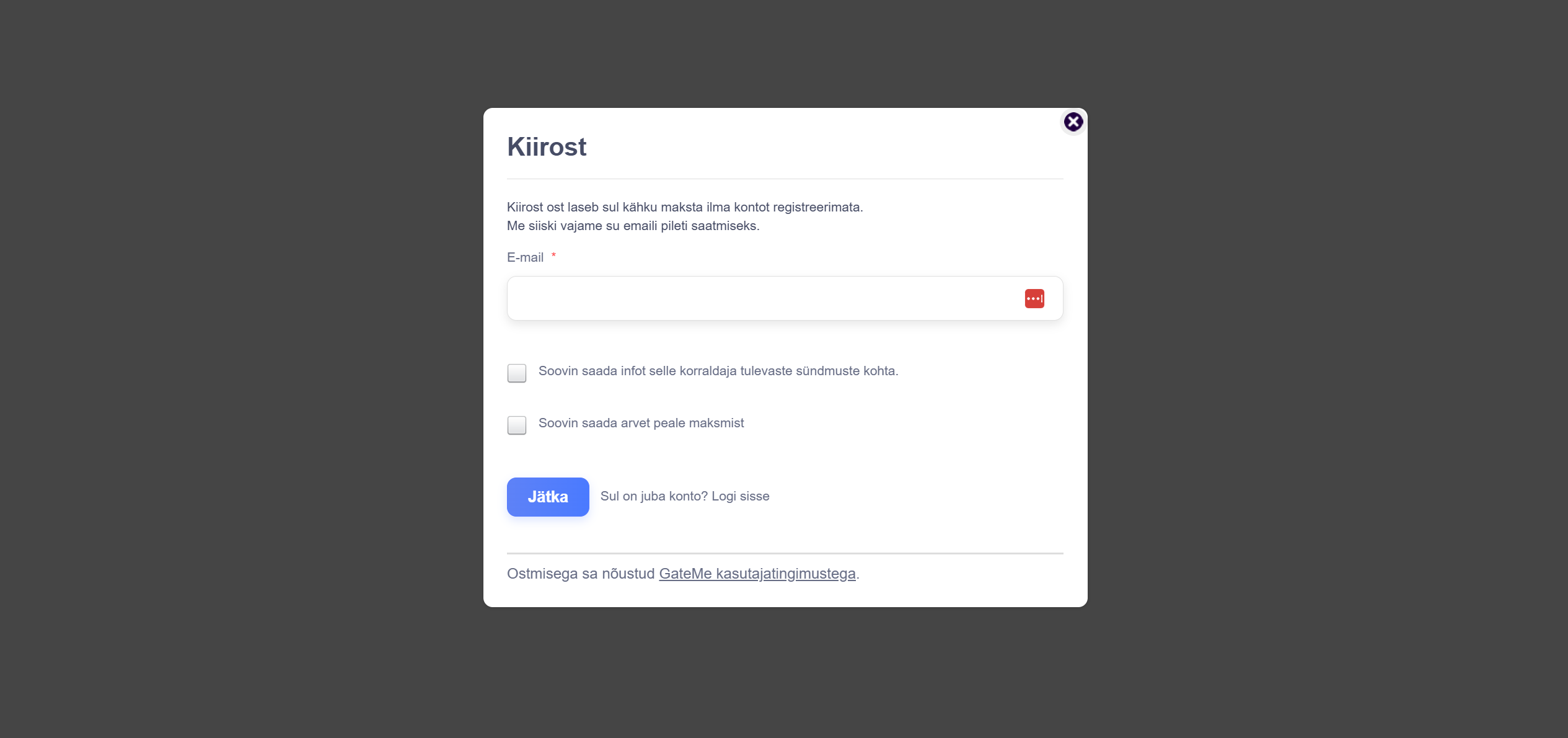 kiirostu vaade kuidas külalised andmebaasi satuvad